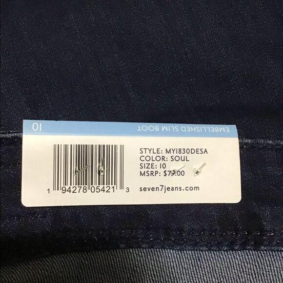 Seven7 Embellished Mid Rise Rocker Slim Boot Jeans 10 NWT - Picture 6 of 9